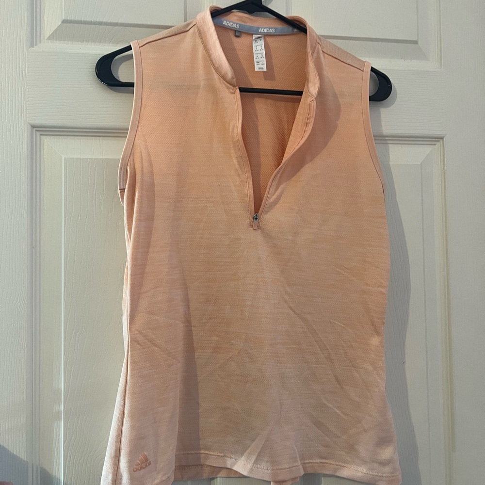Adidas Women's Light Orange Zip Tank Top Size Medium